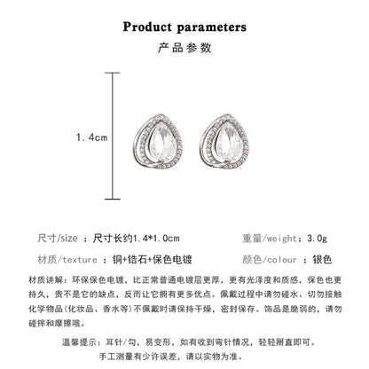 Earring Stud Light Luxury Niche Zircon Teardrop Shaped XEE6257