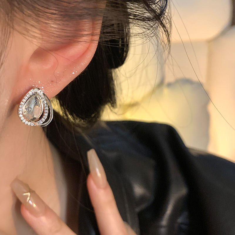 Earring Stud Light Luxury Niche Zircon Teardrop Shaped XEE6257