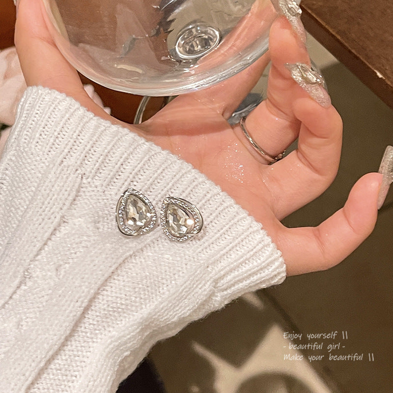 Earring Stud Light Luxury Niche Zircon Teardrop Shaped XEE6257