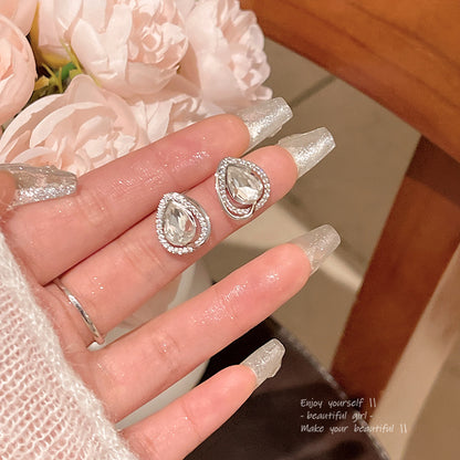 Earring Stud Light Luxury Niche Zircon Teardrop Shaped XEE6257