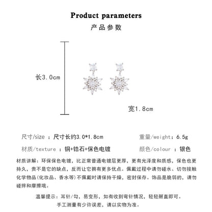 Earring Stud Flashing Exquisite Full Diamond Zircon Snowflake XEE6271