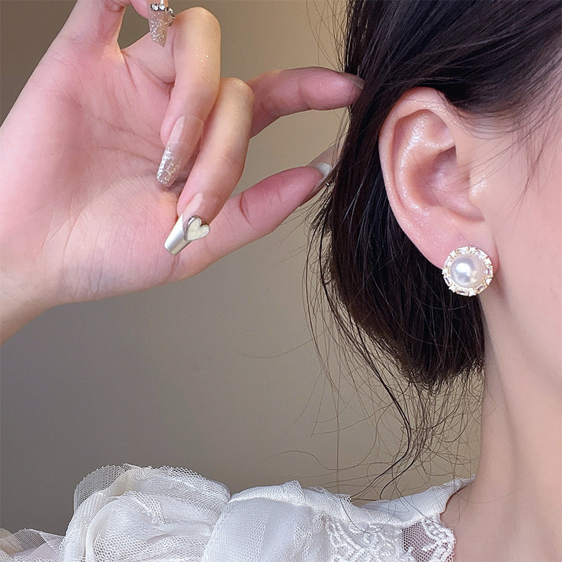 Earring Stud Light Luxury Niche High End Simple Pearl Micro Inlaid Zircon XEE6292