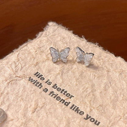 Earring Stud Small Fresh Blue Gradient Crystal Butterfly XEPD017