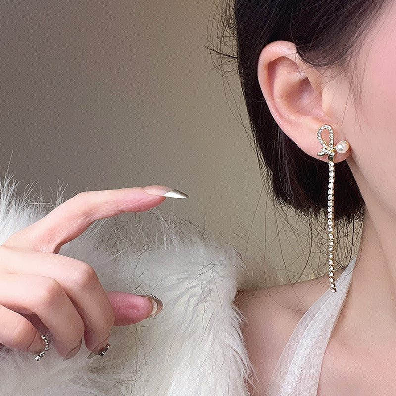 Earring Stud Long Fashion Luxury Temperament Diamond Butterfly XLA0074
