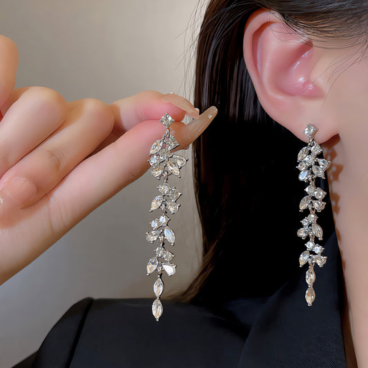 Earring Stud Long Tassel Zircon XLA0788