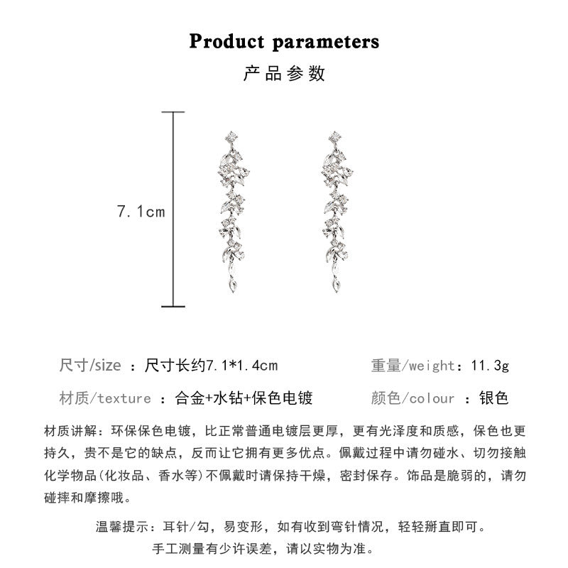 Earring Stud Long Tassel Zircon XLA0788