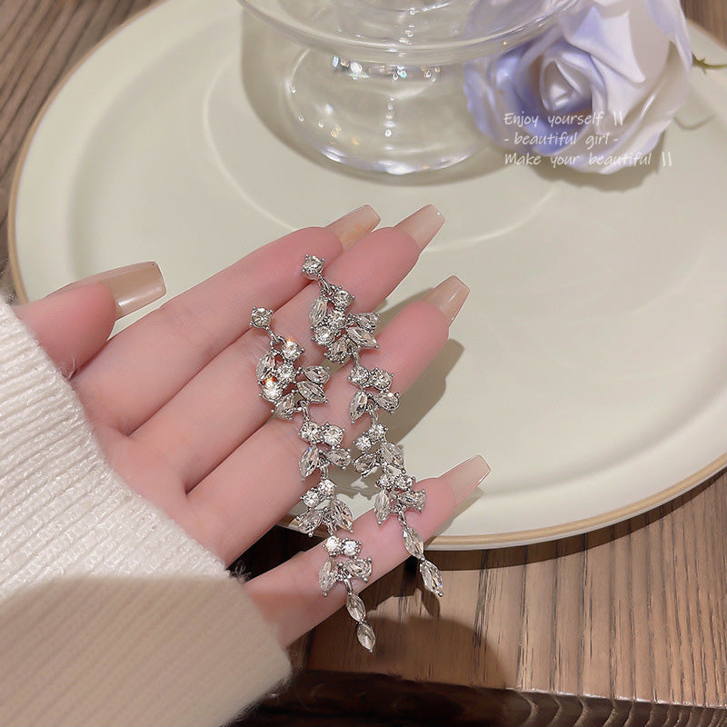 Earring Stud Long Tassel Zircon XLA0788