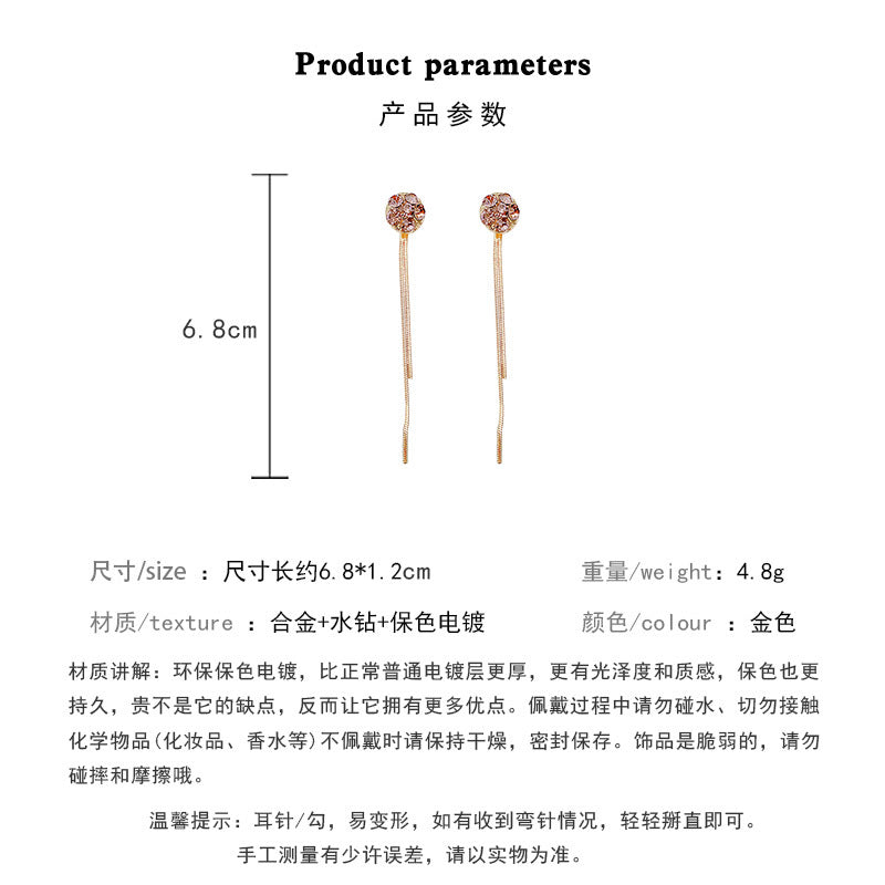 Earring Stud Long Tassel Zircon XLA1000