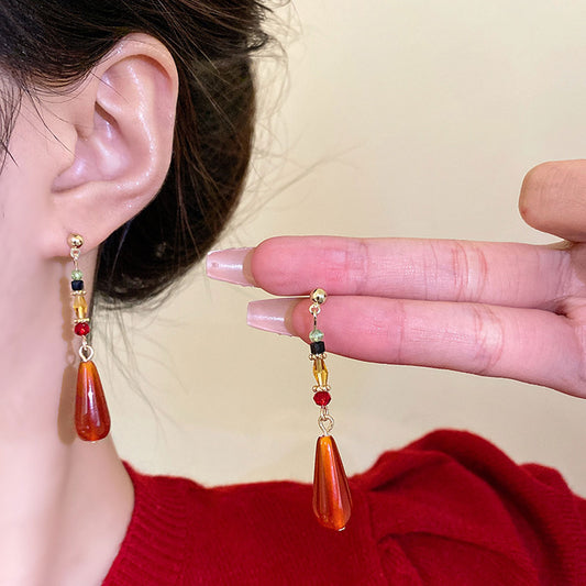 Earring Stud Long Teardrop Shaped Retro XLA1277