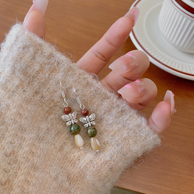 Earring Stud Long Retro Butterfly Water Drop XLA1296