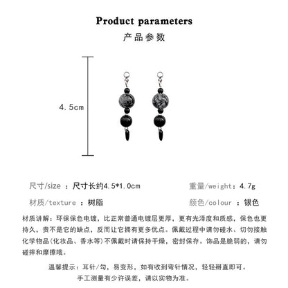 Earring Stud Long Medieval Splash Ink Bead XLA1322
