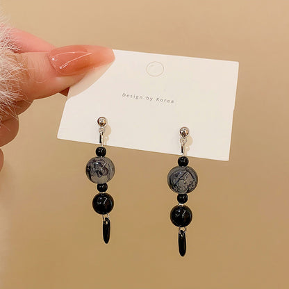 Earring Stud Long Medieval Splash Ink Bead XLA1322