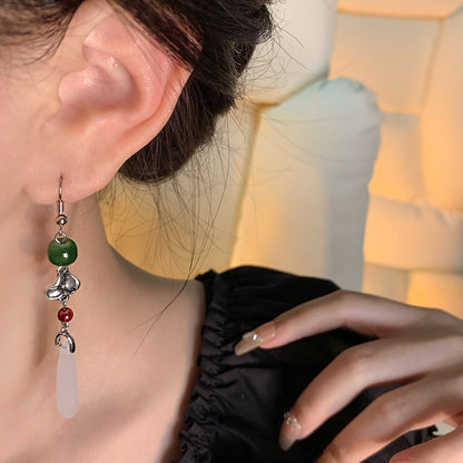 Earring Stud Long Retro Chalcedony Tassel XLA1543