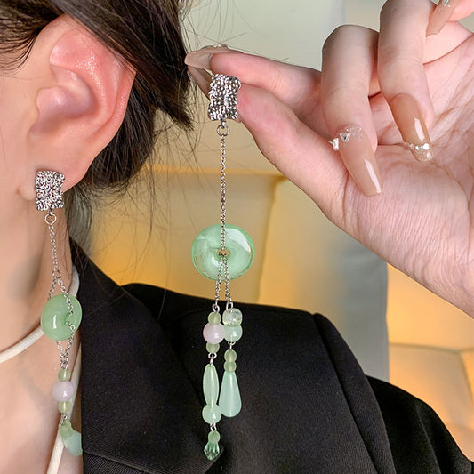 Earring Stud Long Medieval Style Tassel XLA1565