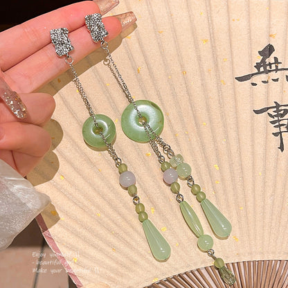 Earring Stud Long Medieval Style Tassel XLA1565