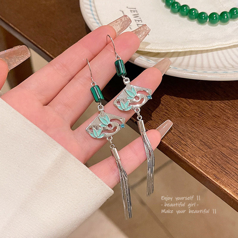 Earring Hook Long Retro Hollow Fan Tassel XLA1568