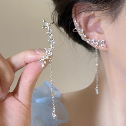 Earring Stud Clip Super Fairy Versatile Temperament Long Tassel Flower XLA1955