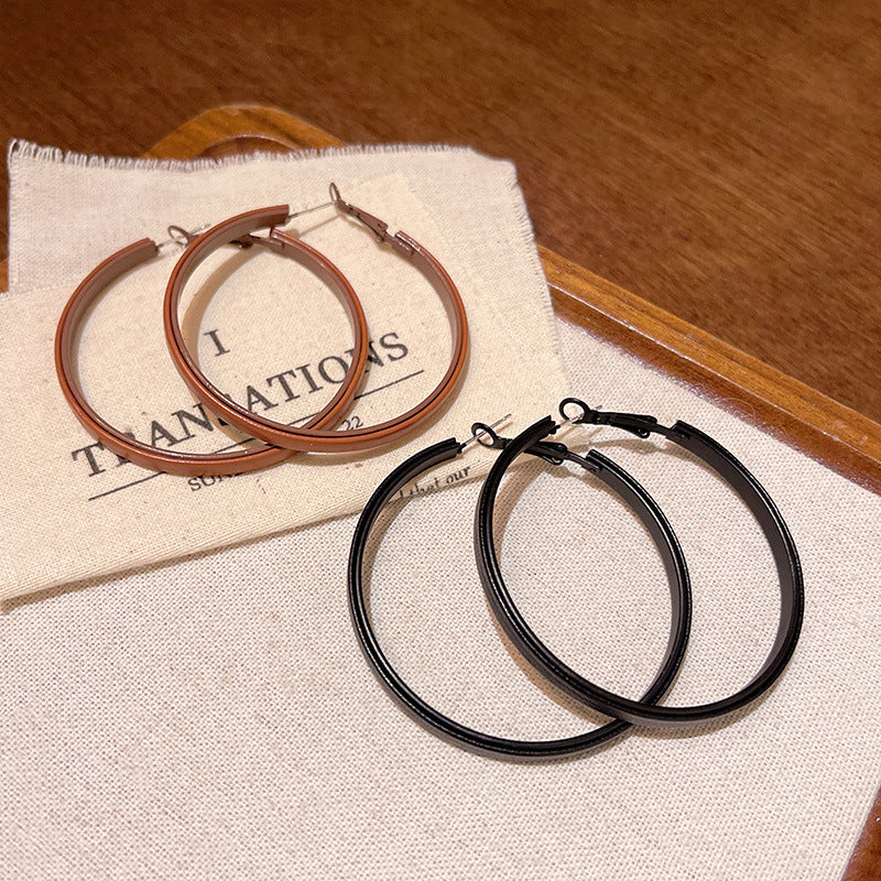 Earring Hoop Retro Niche Leather Plain XLA1956