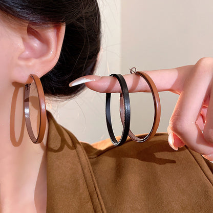 Earring Hoop Retro Niche Leather Plain XLA1956