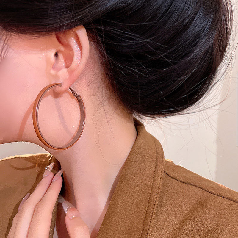 Earring Hoop Retro Niche Leather Plain XLA1956