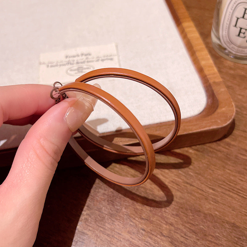 Earring Hoop Retro Niche Leather Plain XLA1956