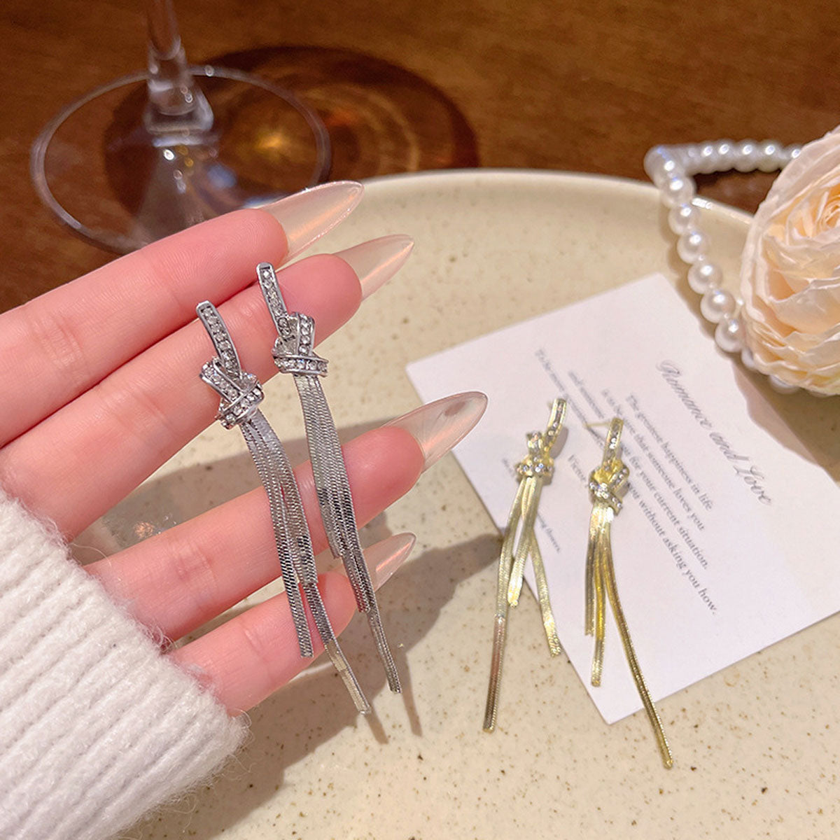 Earring Stud Long Unique Design Knot XLA2059