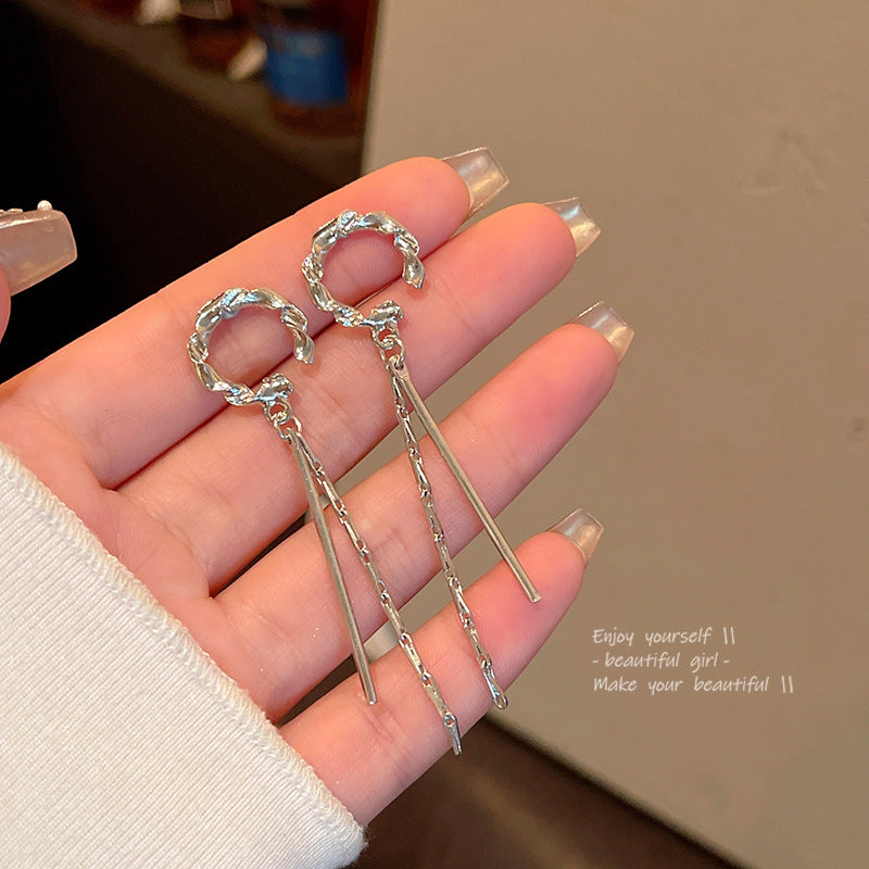 Earring Clip Long Light Luxury Niche Simple Tassel XLA2173