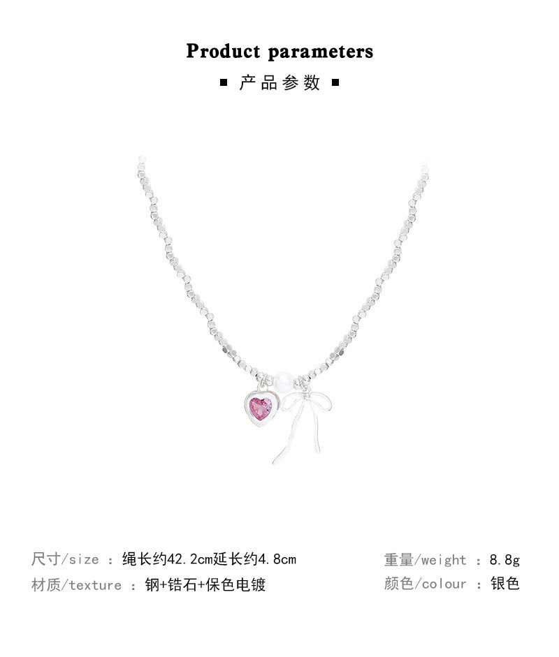 Necklace Small High End Super Shiny Butterfly Heart Pearl XNX1634