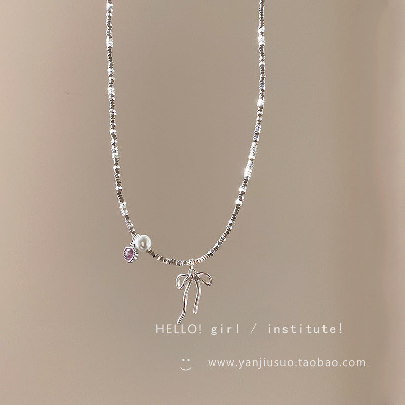Necklace Small High End Super Shiny Butterfly Heart Pearl XNX1634