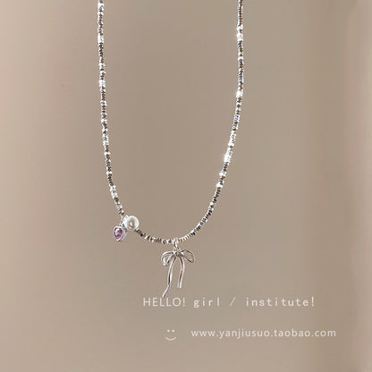 Necklace Small High End Super Shiny Butterfly Heart Pearl XNX1634
