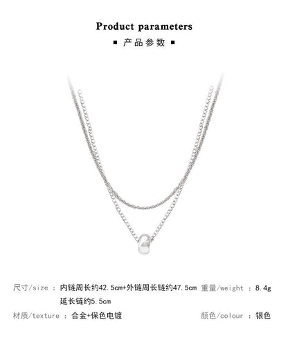Necklace Double Layered Ring Pendant Sweater Chain XNX1641