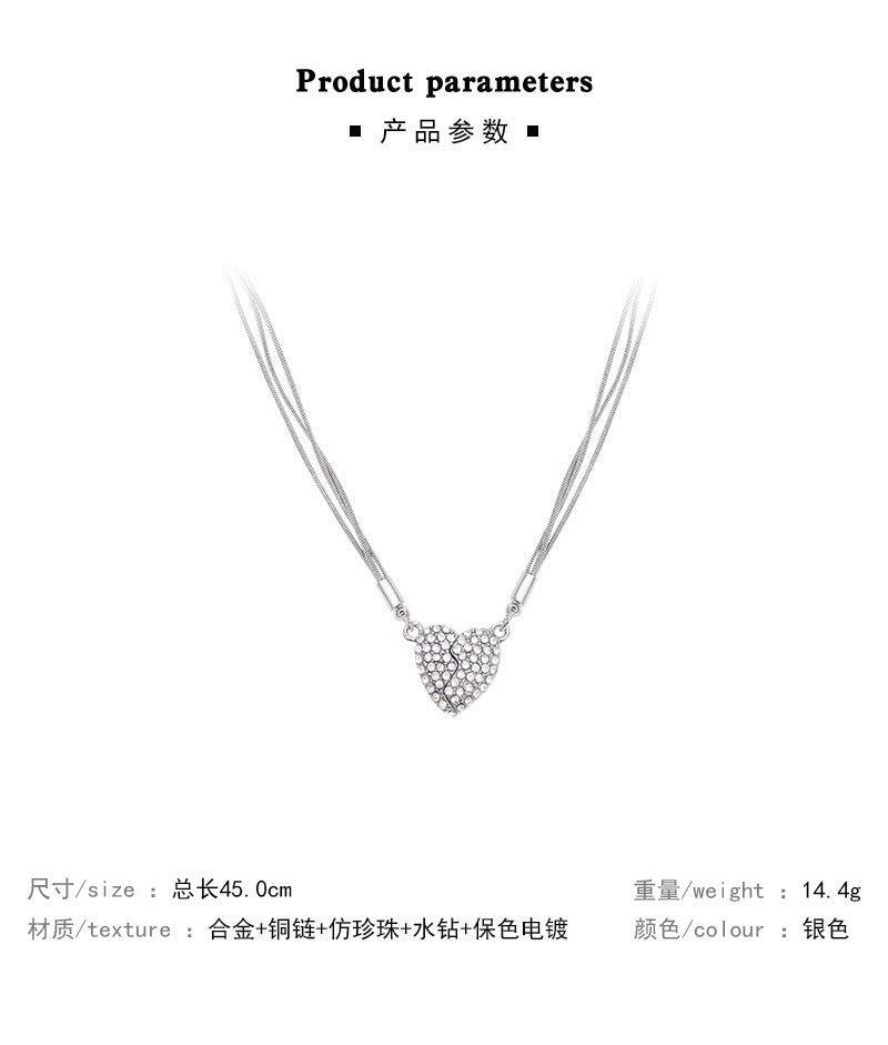 Necklace Magnetic Super Flash Full Diamond Heart XNX1645