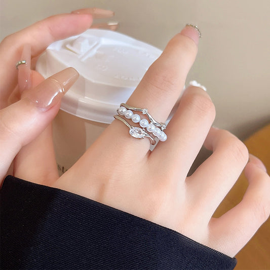 Ring Luxury Niche Exquisite Zircon Pearl XRJ0919