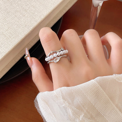 Ring Luxury Niche Exquisite Zircon Pearl XRJ0919
