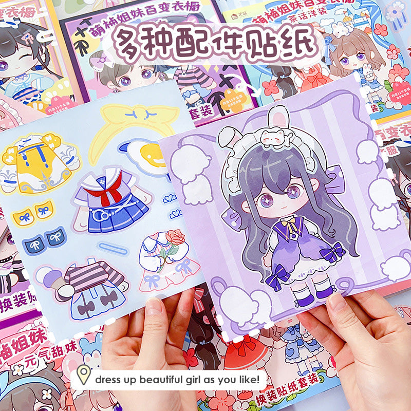 Buku Stiker DIY Fashion Baju Sticker Dress Up Book Lucu Korea Girl