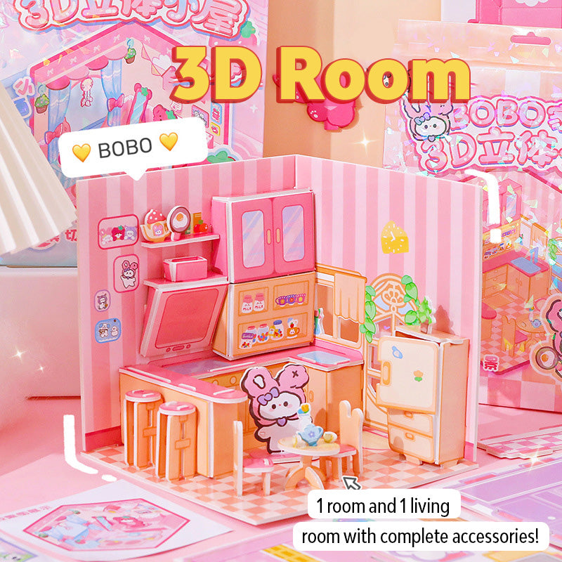 Puzzle 3D Foam House Mainan Edukasi Craft Anak Miniatur Jigsaw Besar Seri Interior Rumah YCA0357