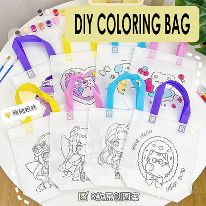 DIY Painting Bag Mewarnai Tas Spunbond Coloring Tote Bag Kerajinan Tangan Anak YCO0185