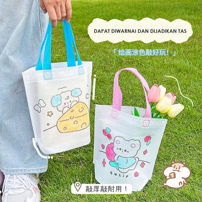 DIY Painting Bag Mewarnai Tas Spunbond Coloring Tote Bag Kerajinan Tangan Anak YCO0185