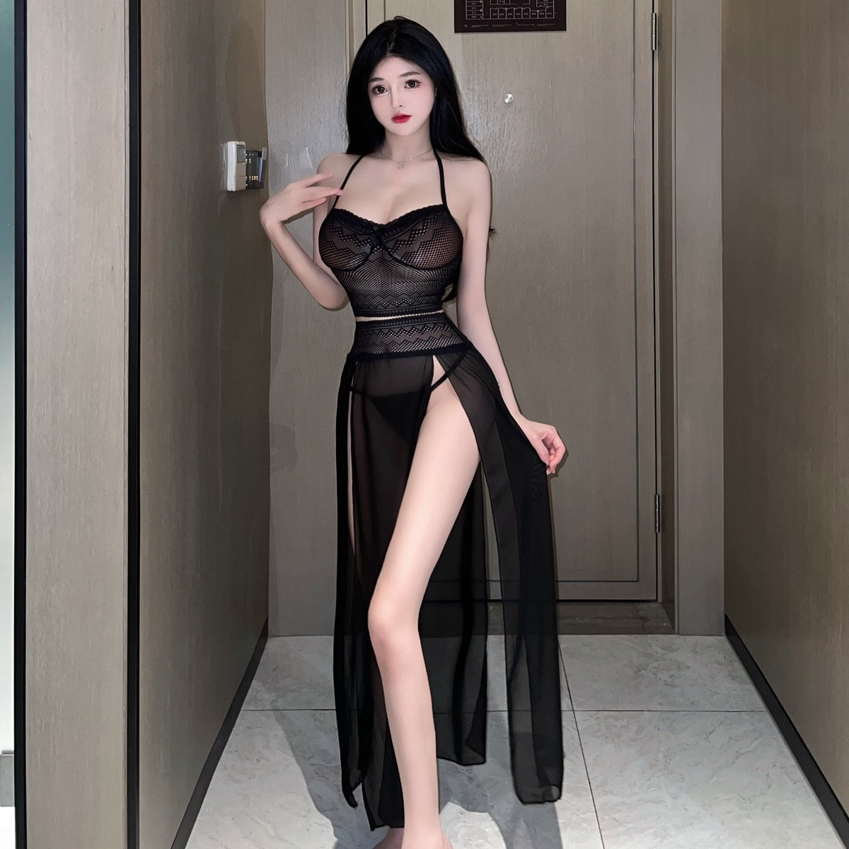 Lingerie Two Pieces Long Skirt Tassel ZU0045