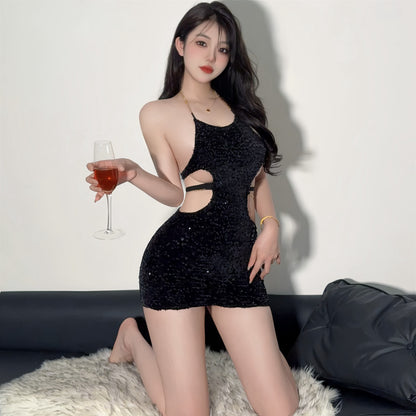 Lingerie Chemise Glitter Sling Halter Neck ZU3375