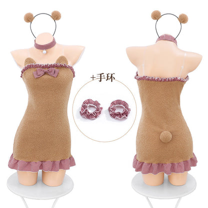 Lingerie Costume Bear Dual Tone Top Hem and Knot ZU6419