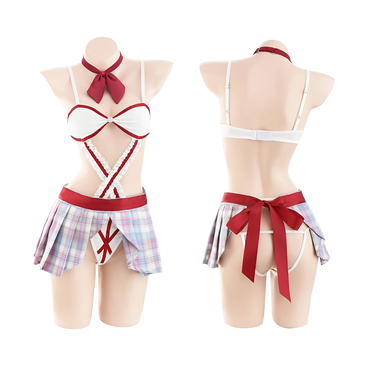 Lingerie Costume Student Two Pieces and Plaid Skirt ZU6838