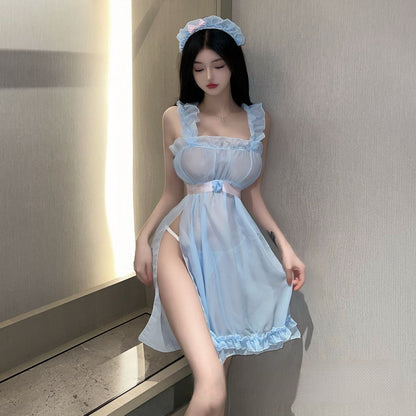 Lingerie Costume Maid Babydoll Top Lace Open Sides ZU7114