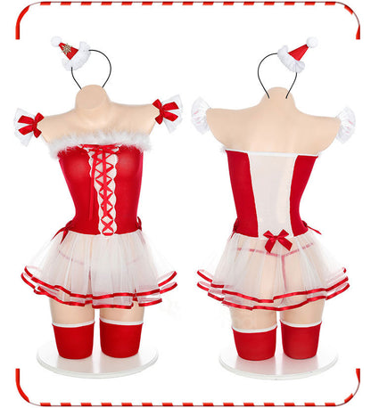 Lingerie Costume Christmas Babydoll Strings Front ZU7450