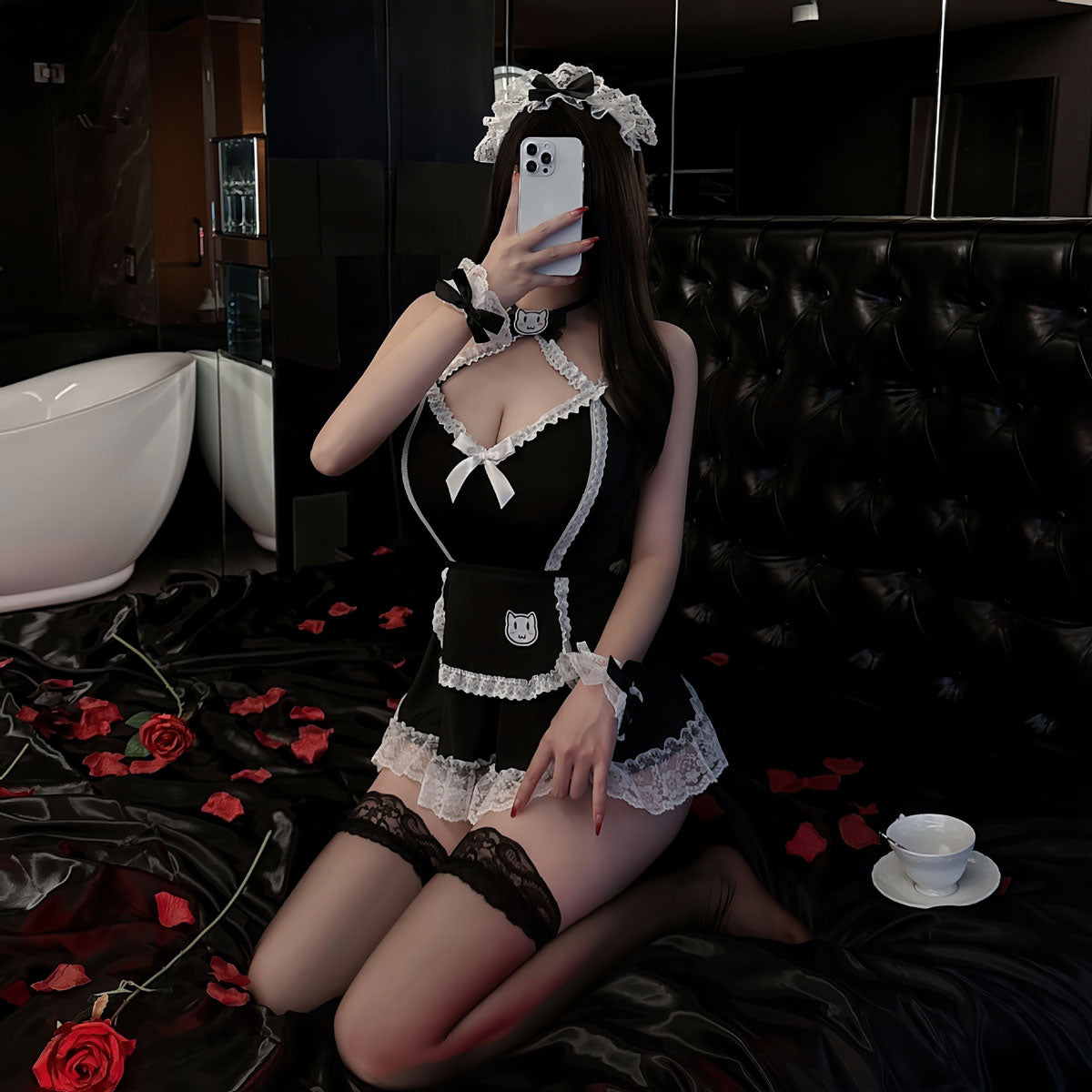 Lingerie Costume Maid Babydoll Lace Trim ZUP116