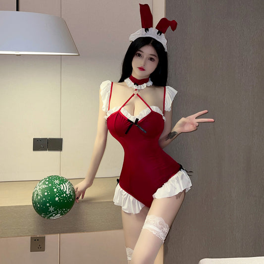 Lingerie Costume Rabbit Teddy Lace Trim ZUPP52