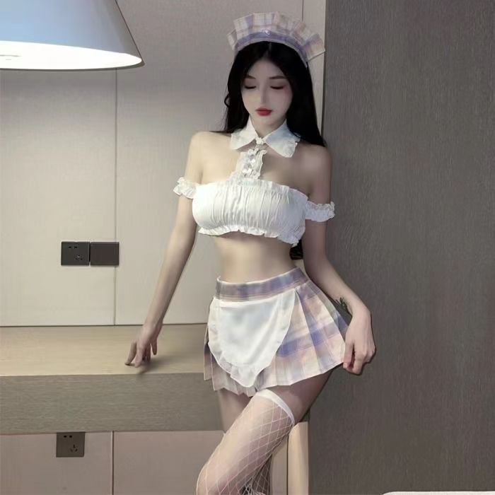 Lingerie Costume Maid Two Pieces Plaid Skirt ZUX265