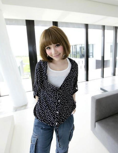 Shirt Dots Hooded Two Piece Korean