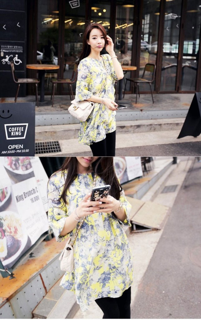 Blouse Abstrak Lengan Pendek Fashion Import