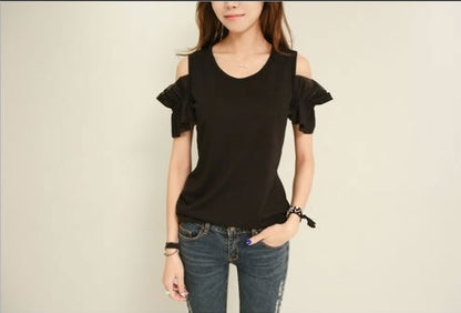 T-Shirt Short Sleeved Dew Shoulder